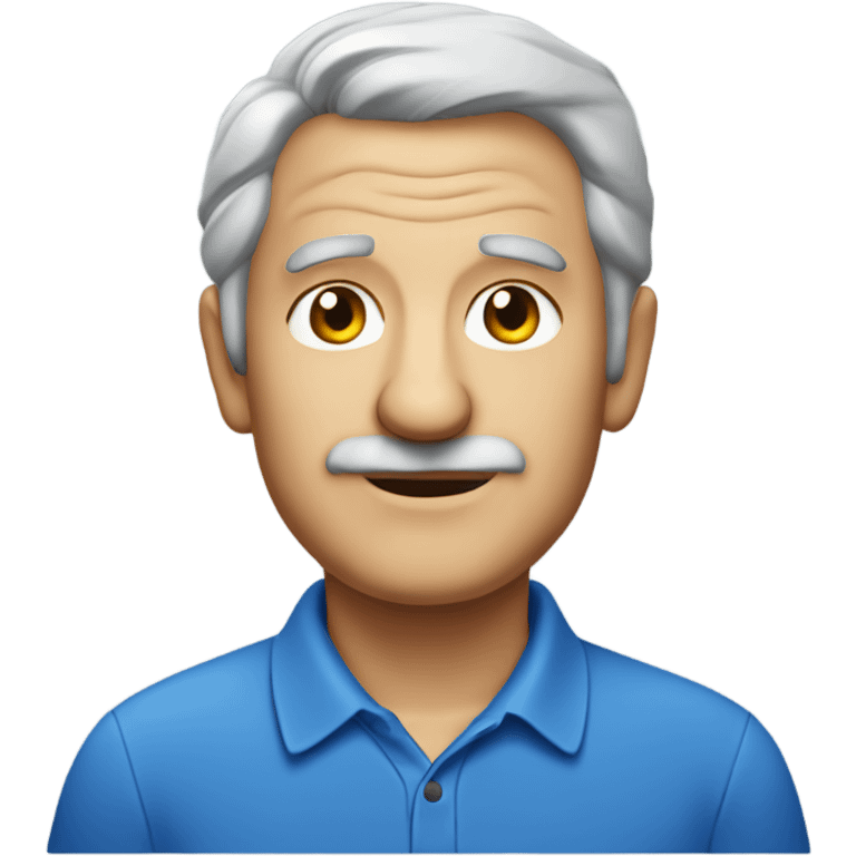 old italian man, grey hair, no facial hair. wearing a blue smart polo shirt emoji