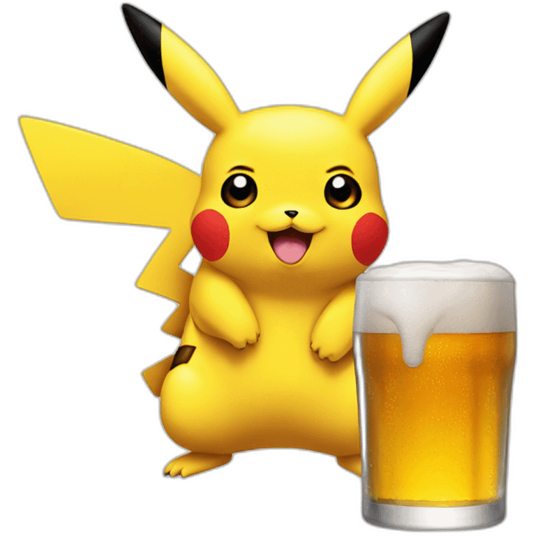 pikachu drinking a beer emoji