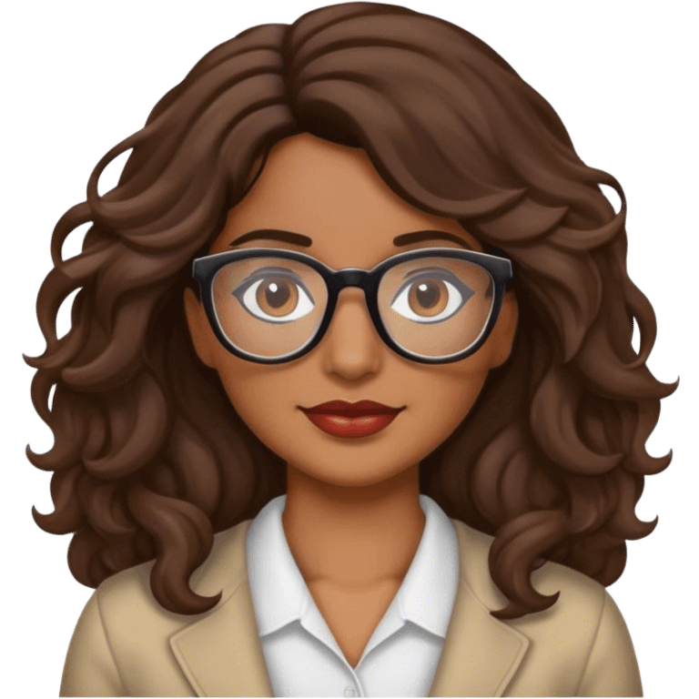 Hispanic women with brown wavy hair and glasses emoji