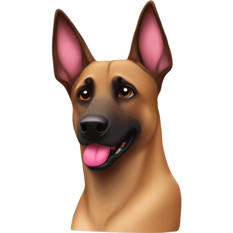 Belgian Malinois with pink hearts emoji