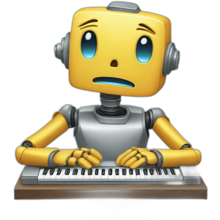 robot crying at keyboard emoji