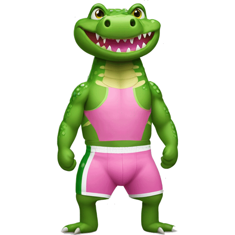 Crocodile wearing pink wrestling trunks  emoji