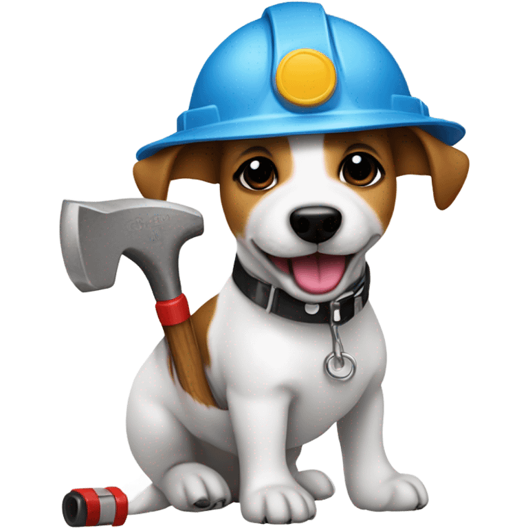 Jack Russel Terrier working as a  builder emoji