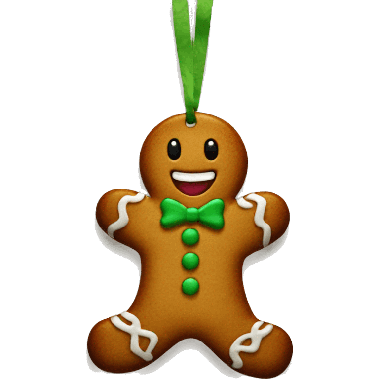 Gingerbread man hanging from a picture fram emoji