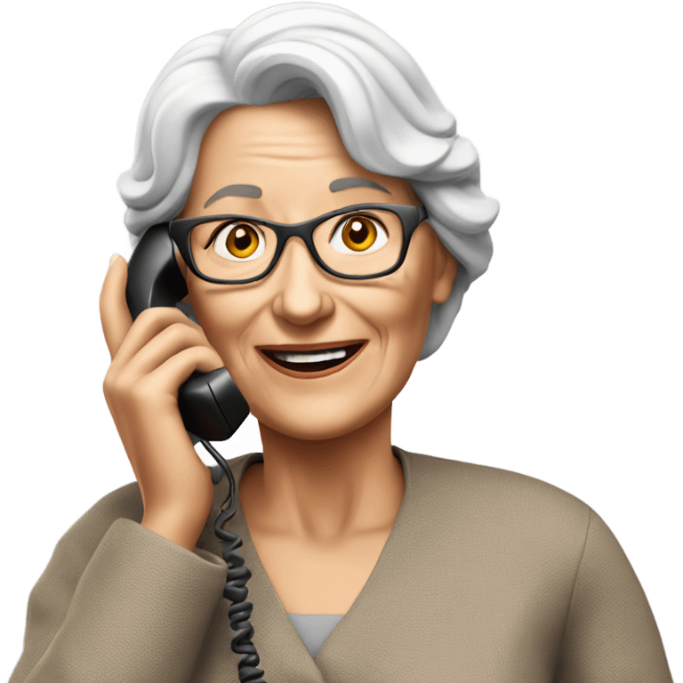 3d hyper realistic senior woman speaking on the phone  emoji