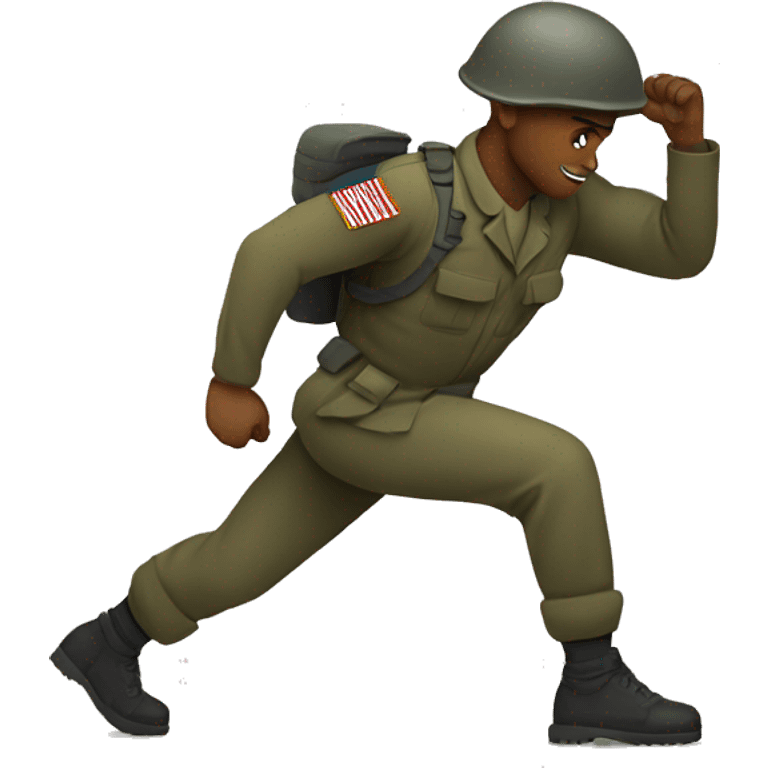 Soldier doing push-ups with smoke around emoji