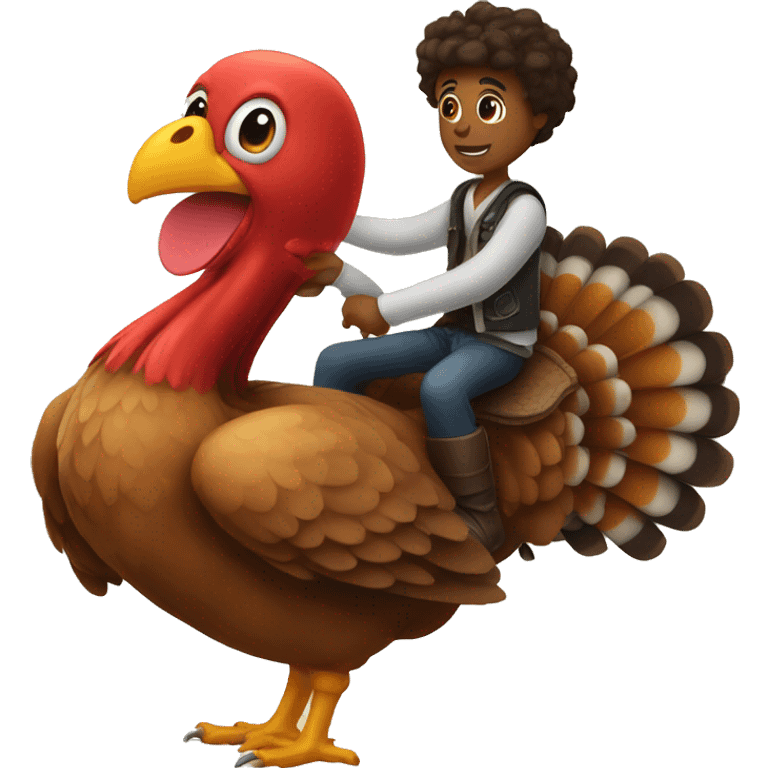 Boy riding turkey emoji