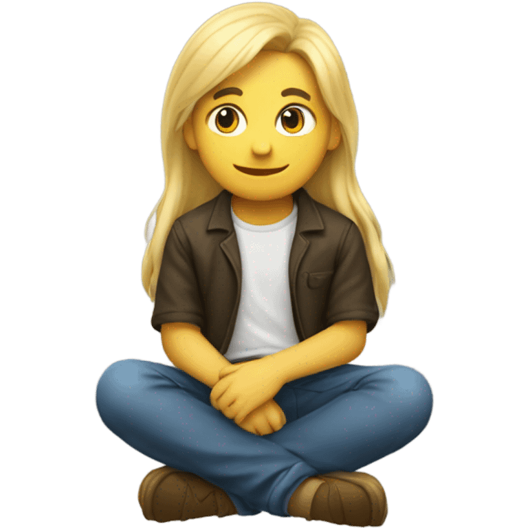 Human boy long blonde hair on a duck body  emoji