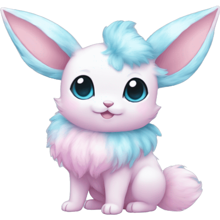 Kawaii Pastel Cotton-Candy-Colored Eeveelution-Cute-puppy-Bunny-Pokémon-fusion full body emoji