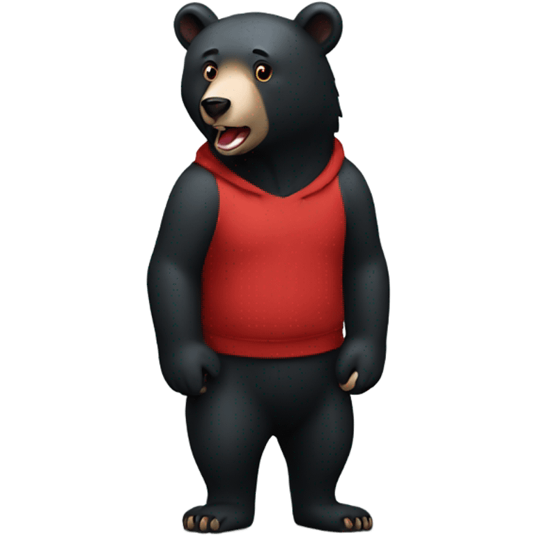 Black bear with red tint full body emoji