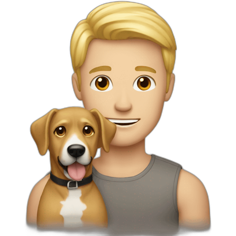 Blonde guy with dog emoji