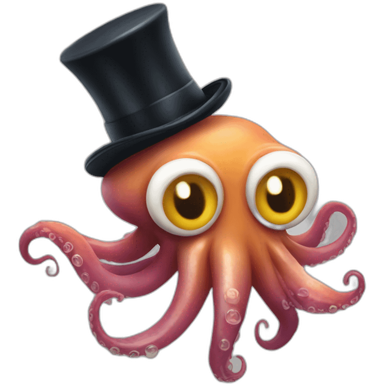 Squid wearing a tiny top hat emoji