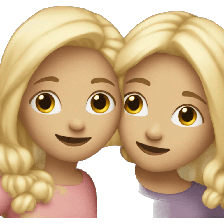 two blond friends hugging each other  emoji