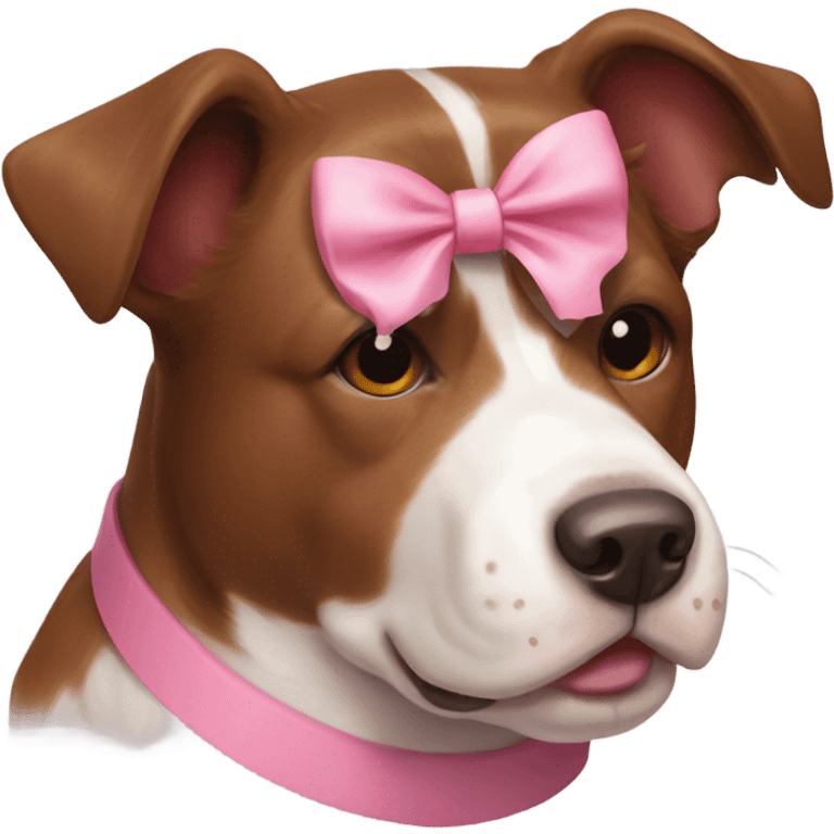 brown border collie and bull boxer mix dog with a pink bow emoji