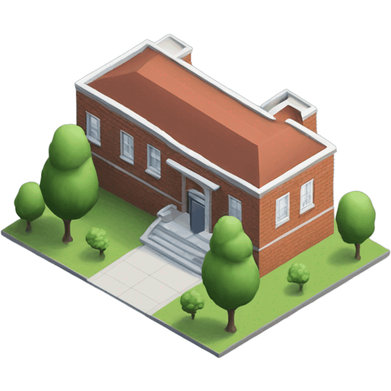 isometric redbrick modern single story building emoji