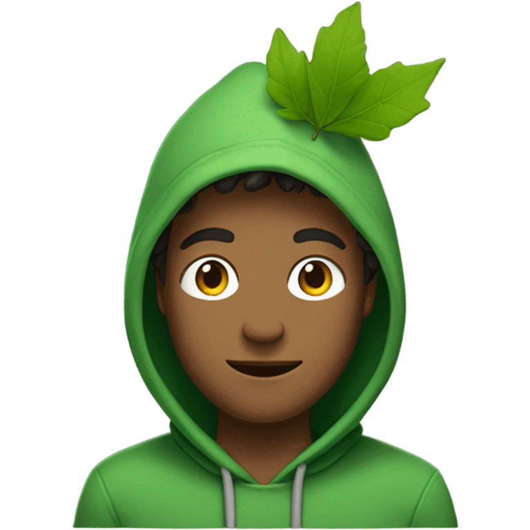 guy with green hoodie with leafs on his head  emoji