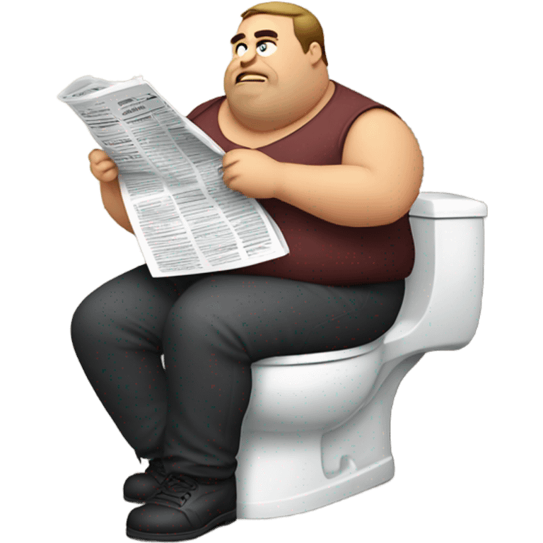 fat guy sitting on toilet reading newspaper emoji