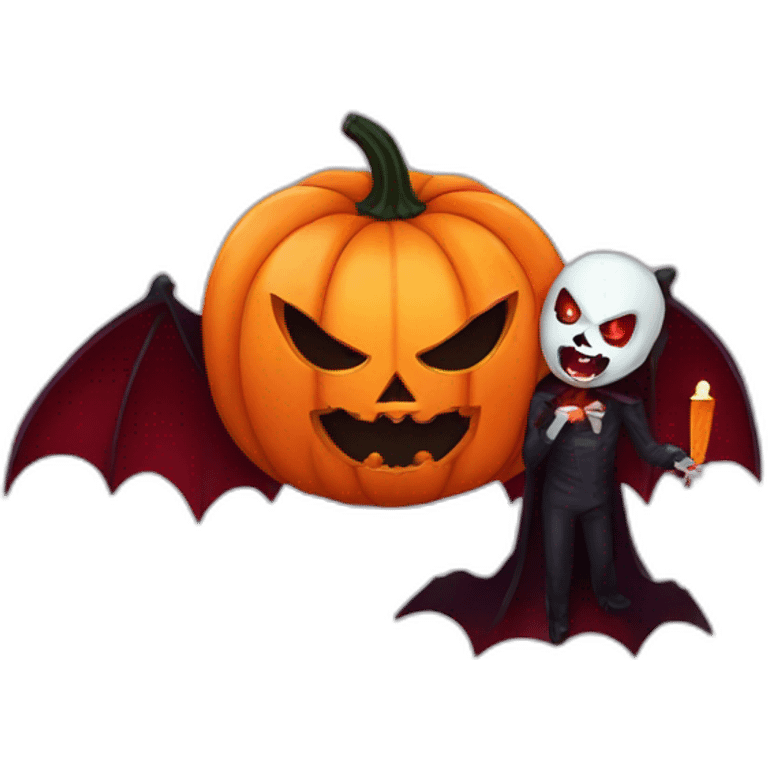 Halloween pumpkin eating a vampire with blood emoji