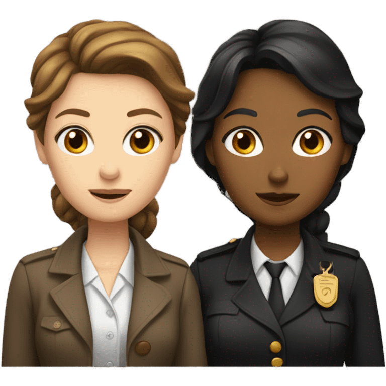 Two women detectives, one with brown hair and one with black hair emoji