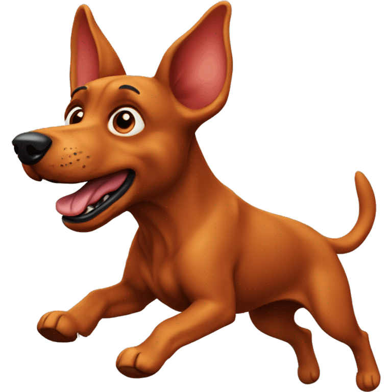 realistic solid red dog with pointed ears running emoji