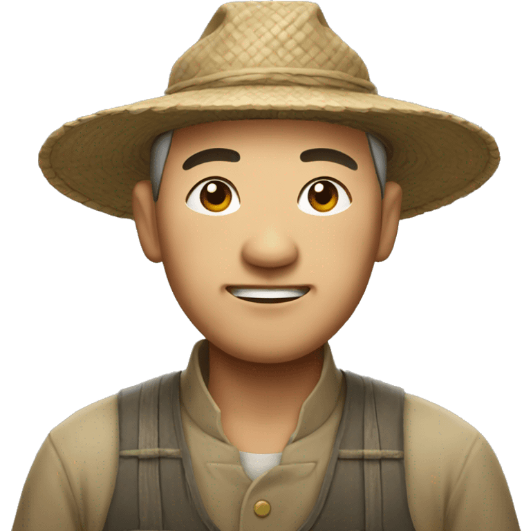 Chinese farmer squinting emoji