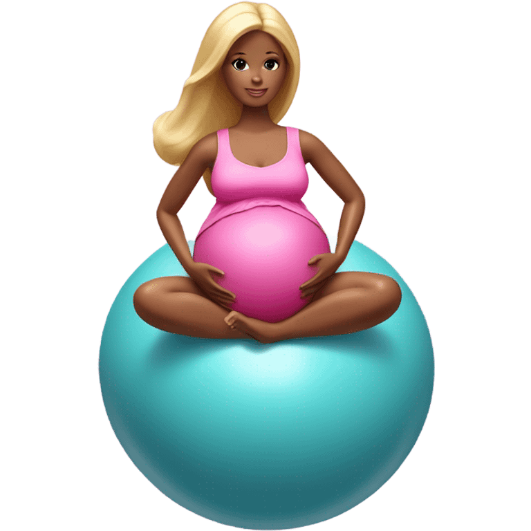 Pregnant Barbie on yoga ball emoji