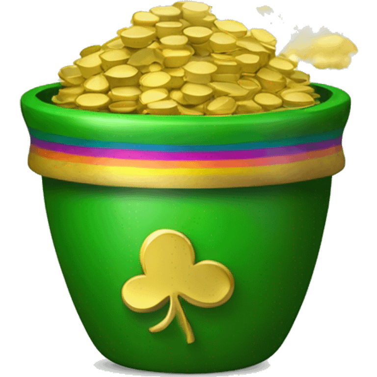 Green Pot of Gold with a Rainbow over the top emoji