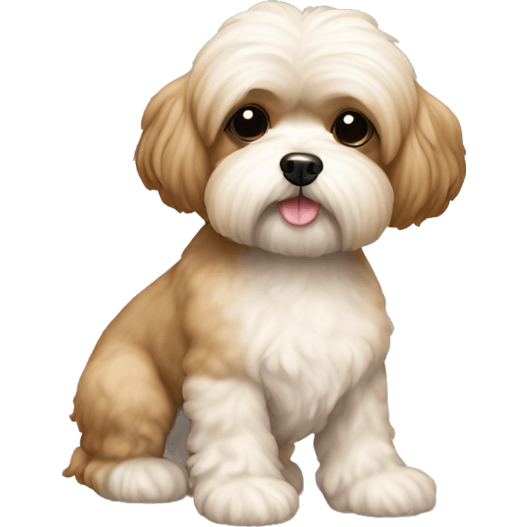 Poodle Shih Tzu mix tan color full body  emoji