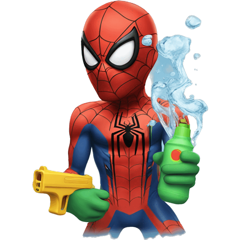 Spiderman with a water gun emoji