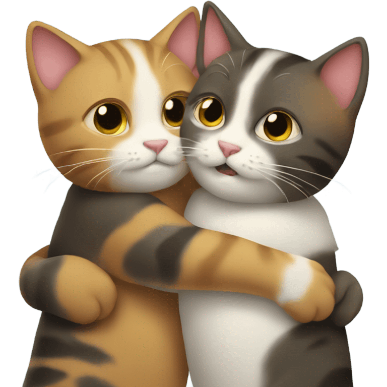 two cats hugging each other  emoji