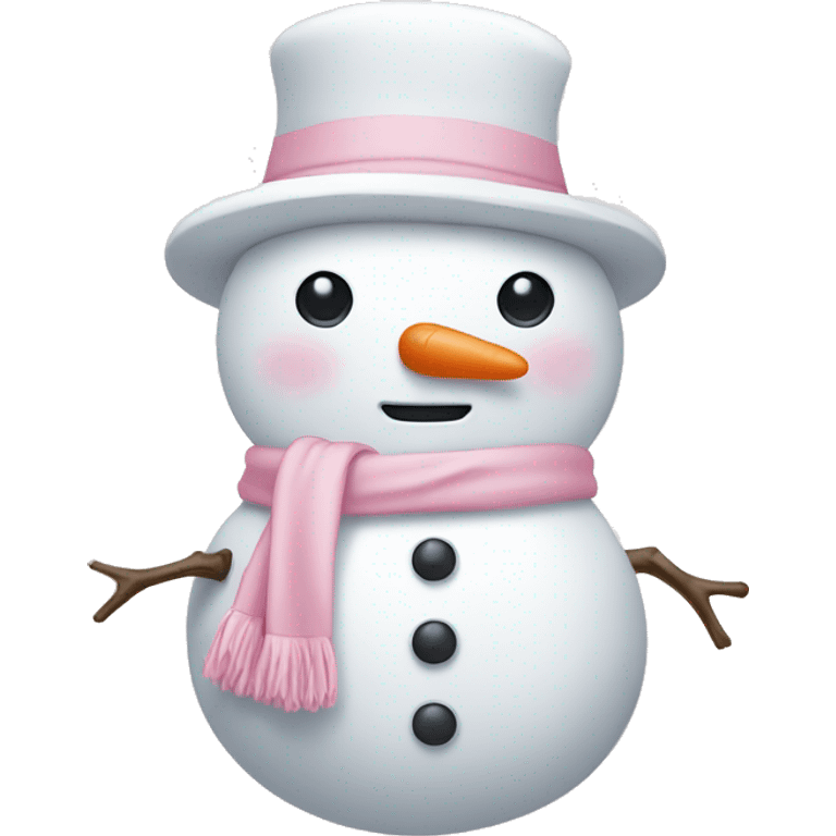 Cute white and light pink snowman emoji