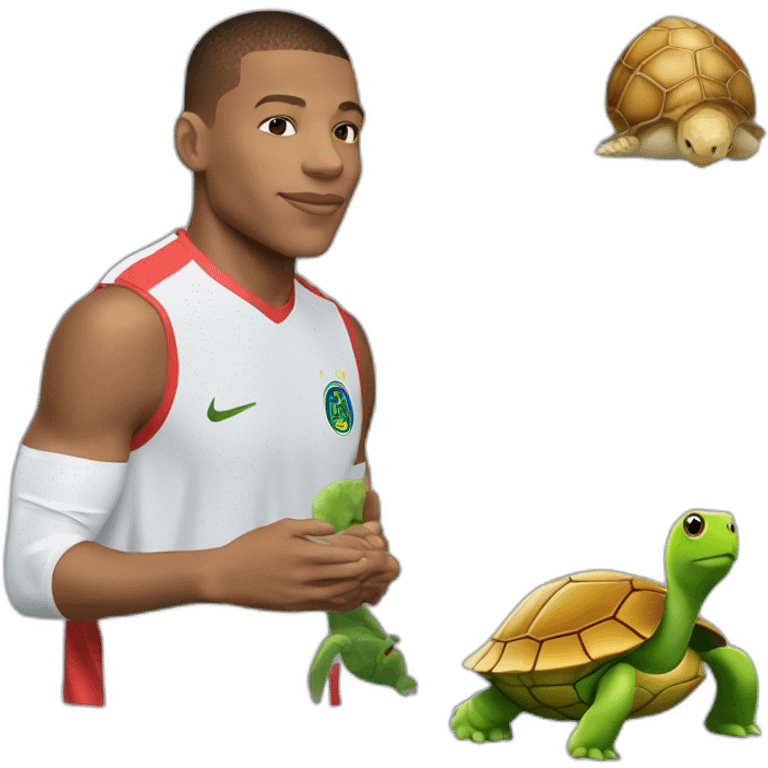 Kilian mbappe qui caresse une tortue emoji