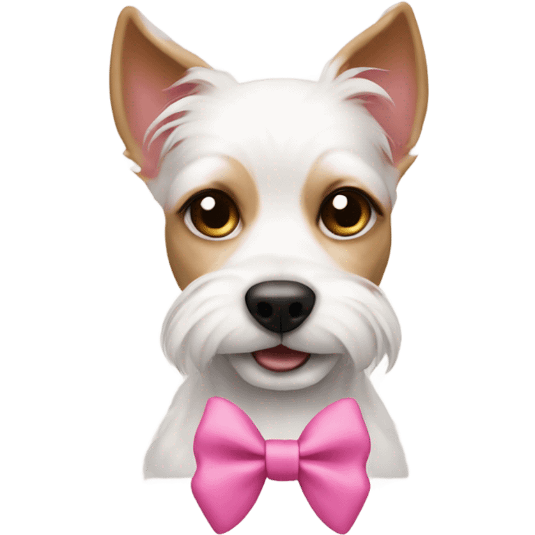 White begal type dog with pink hair bow emoji