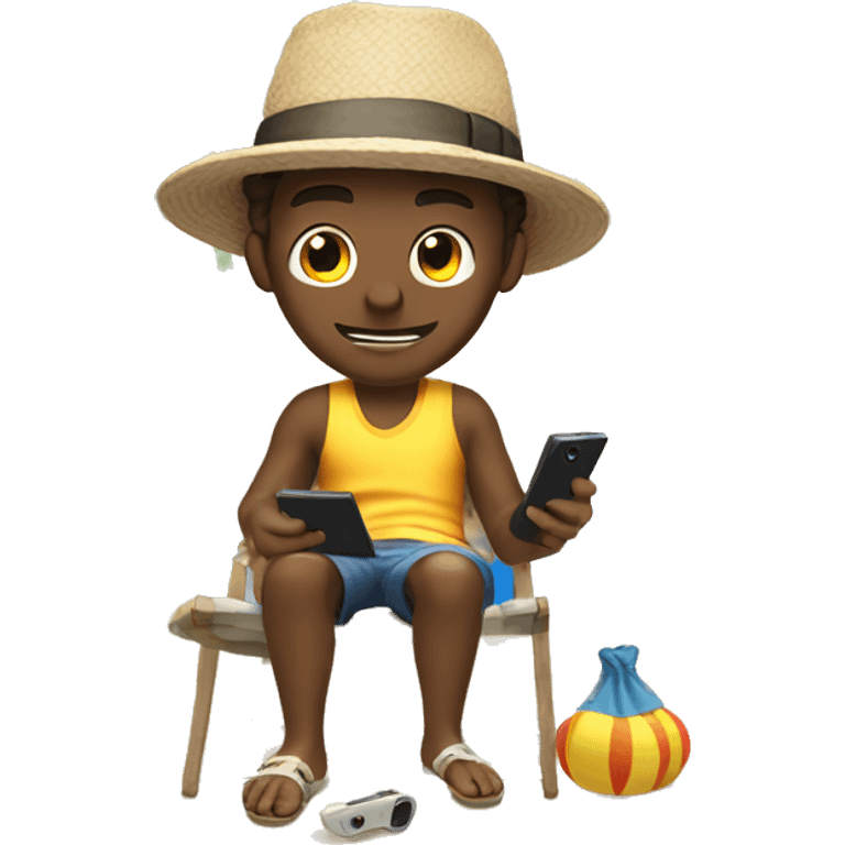 guy gaming in beach ch emoji