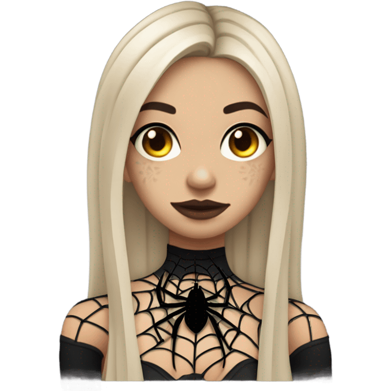 tan goth girl with spiderweb shoulder tattoo and medium length hair emoji