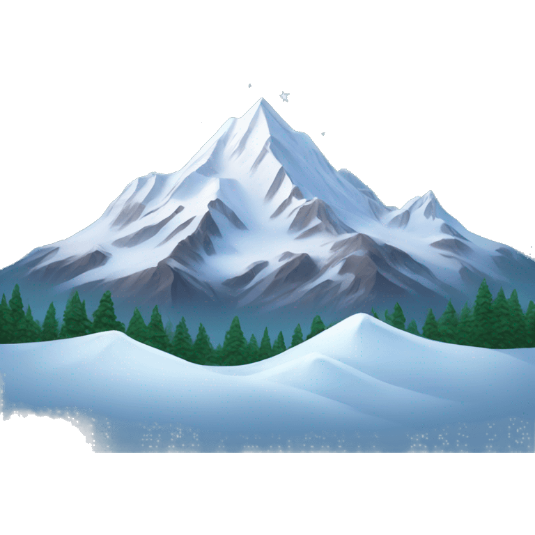 snow capped mountain with stars emoji