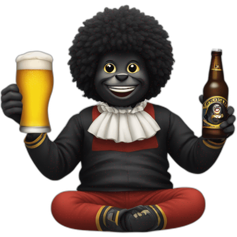 Golliwog drinking beer emoji