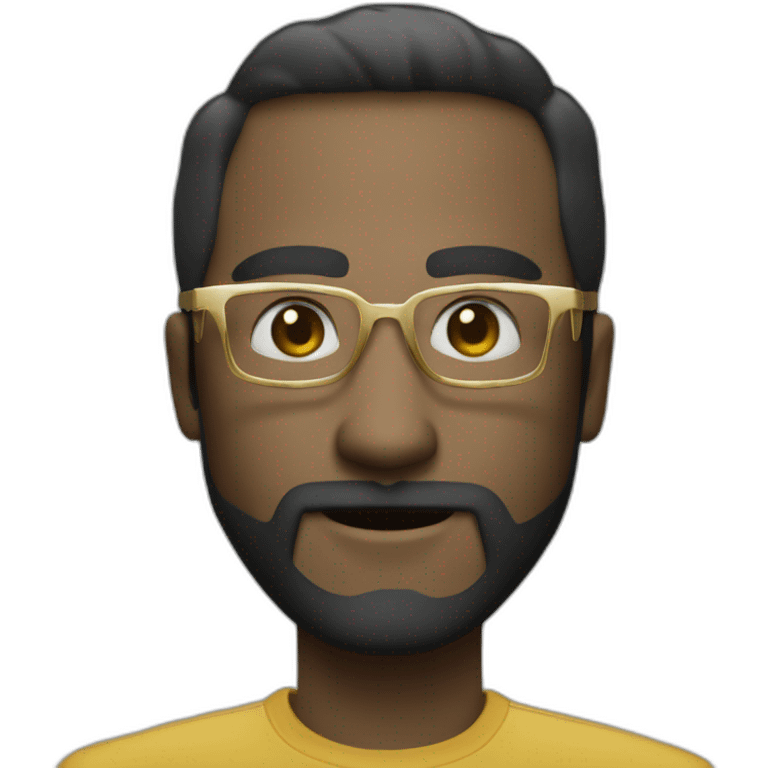 cyber security fellow with blue eyes gold color glasses border medium smile and with medium light beard emoji