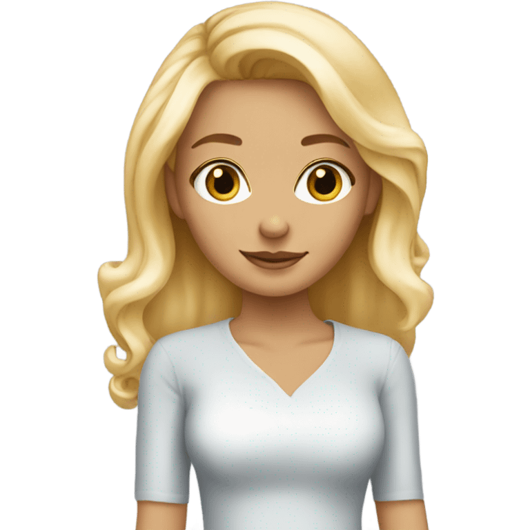 Blond girl with engagement ring on emoji