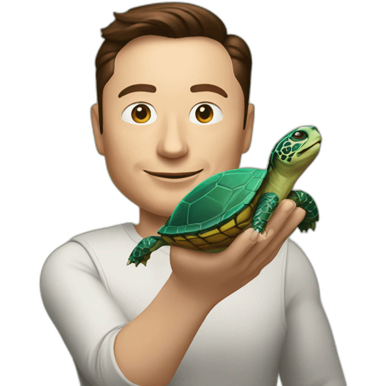 elon musk with turtle on your hand emoji