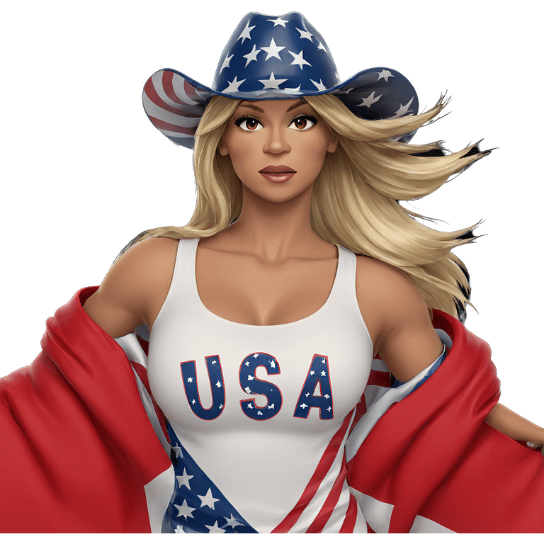 blonde girl with american flag emoji