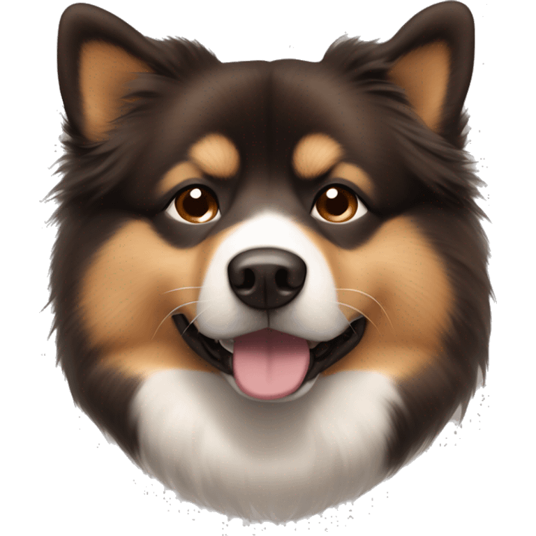 Finnish Lapphund brown. His nose and face is covered with dark brown spots emoji