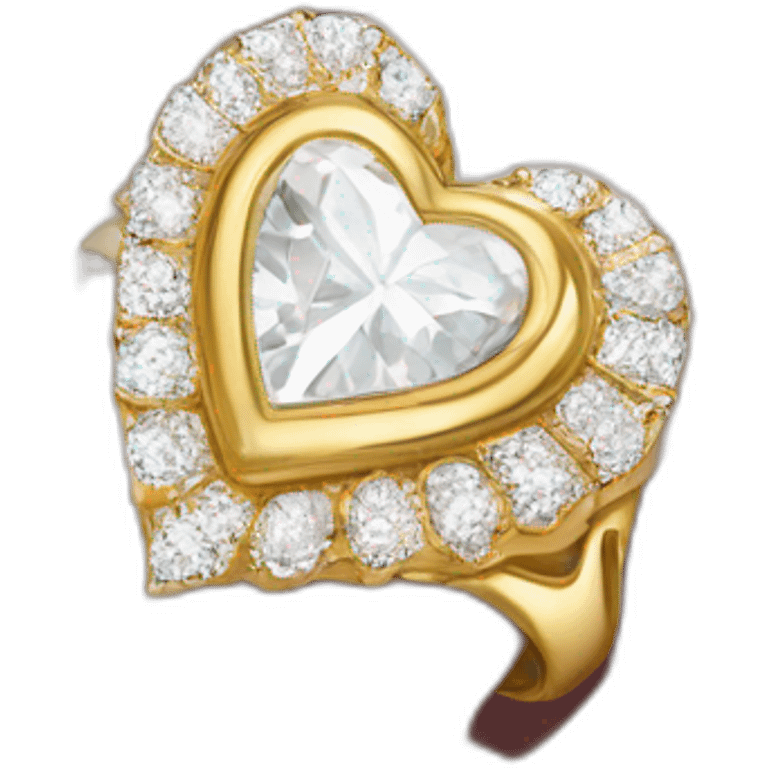 Diamond heart gold ring emoji