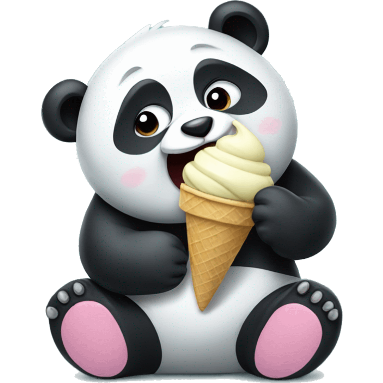 Panda eating ice cream emoji