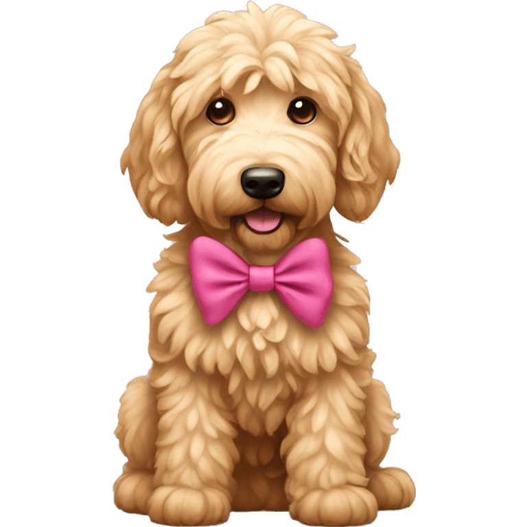 Goldendoodle with bow emoji