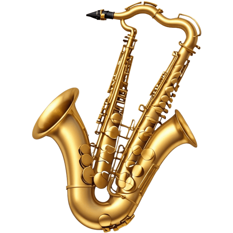 Cinematic Realistic Saxophone, smooth, curving brass body with a golden finish, soft reflections of warm light catching the details, a player’s fingers carefully pressing the keys, glowing with a jazzy, atmospheric charm. emoji