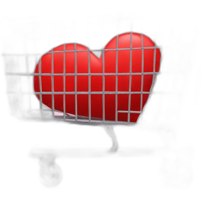 shopping thin cart with one big red heart inside emoji