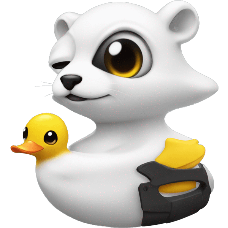 futuristic ermine with a rubber duck emoji