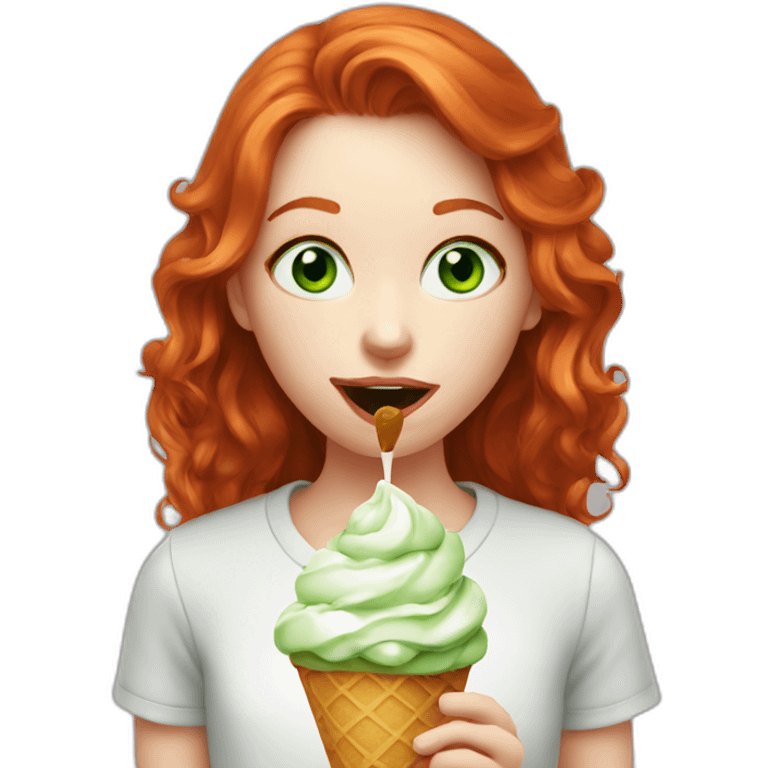 greeneyed redhead licking icecream emoji