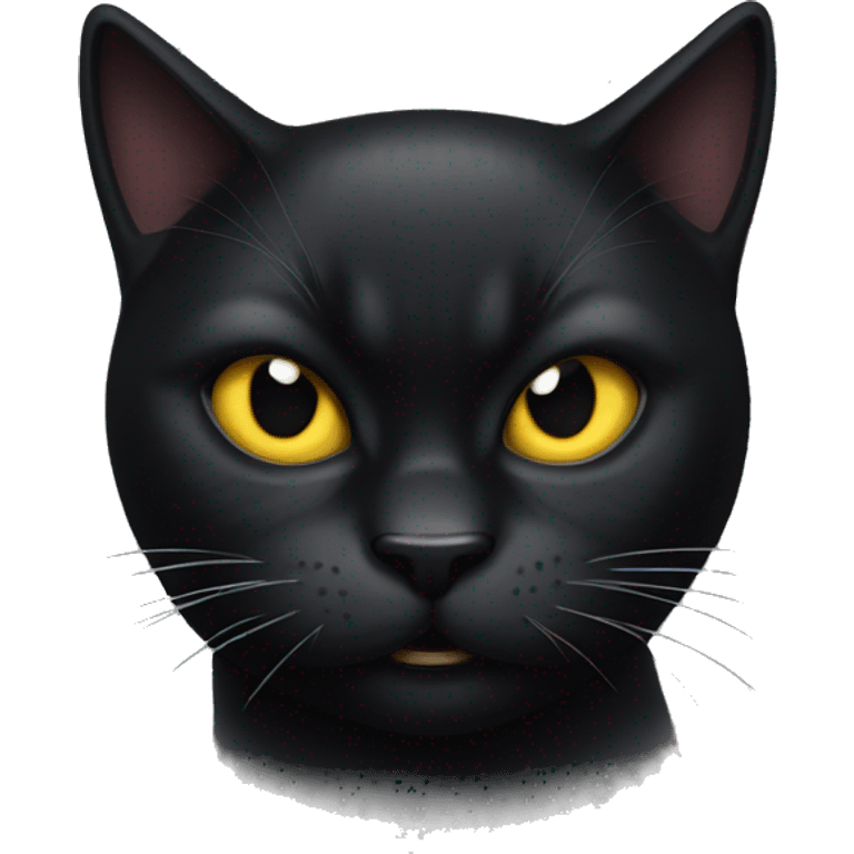 A black cat with an angry expression emoji